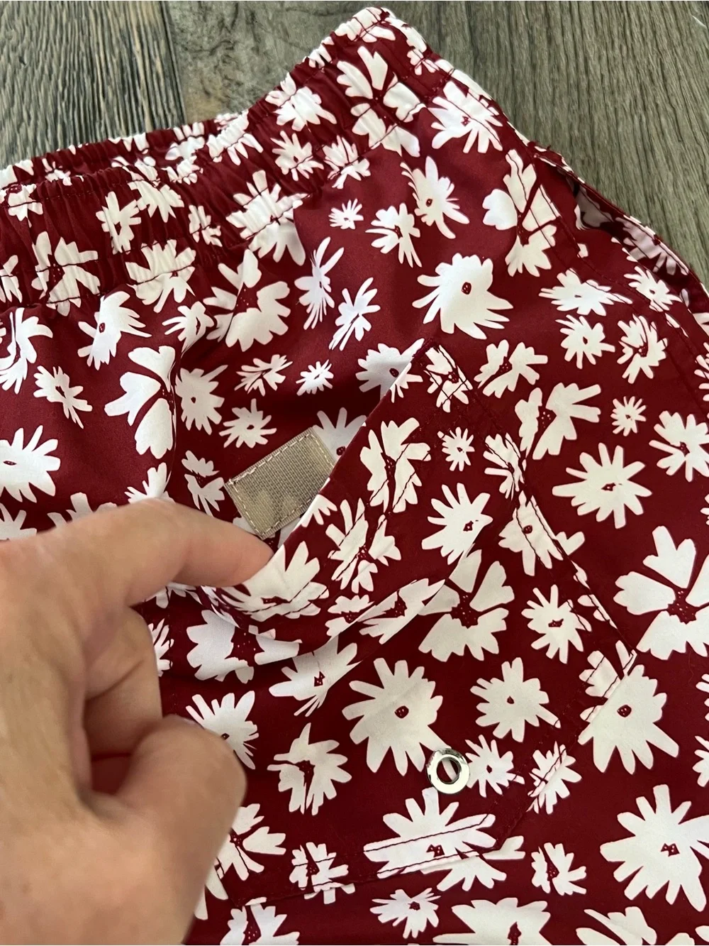 ZARA Men’s Red Floral Print Elastic Waist Swim Trunks Size XL
